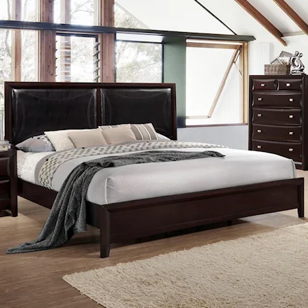 Full Platform Bed with Upholstered Headboard