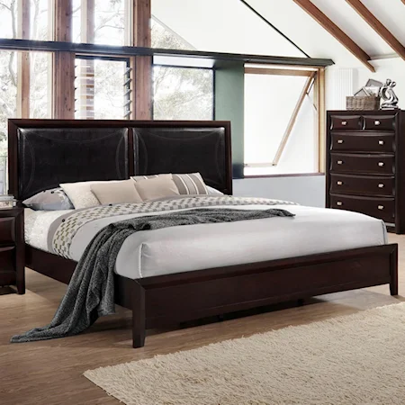 California King Platform Bed with Upholstered Headboard