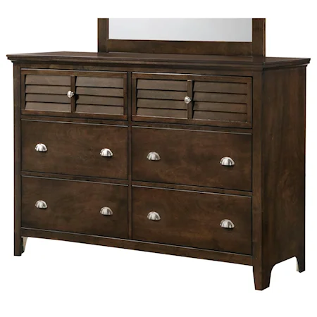 Six Drawer Dresser with Shutter Drawers