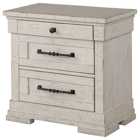 Cottage Style Nightstand with 3 Drawers