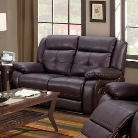 Casual Reclining Loveseat with Pillow Arms