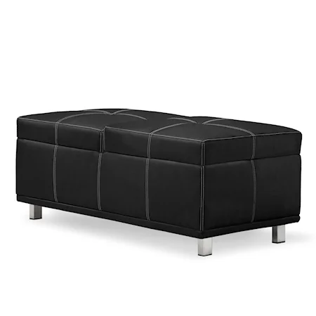 Rectangular Black Coffee Table With Accent Stitching