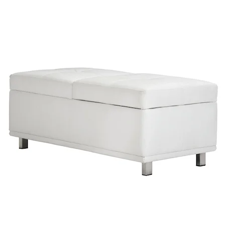 Rectangular Ivory Coffee Table With Accent Stitching