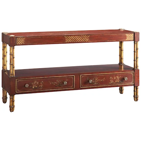 Hand Painted Dynasty Console with Bamboo Style Legs