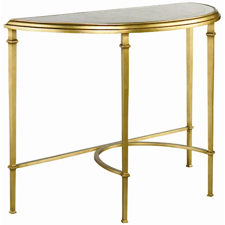 Demilune Tria Console with Aged Gold Finish