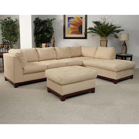 Transitional 2-Piece Sectional with Wood Base