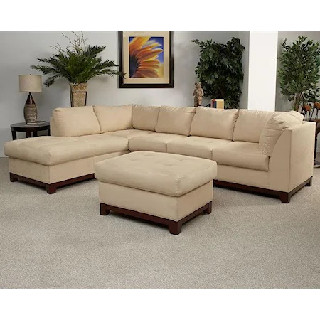 Transitional 2-Piece Sectional with Wood Base