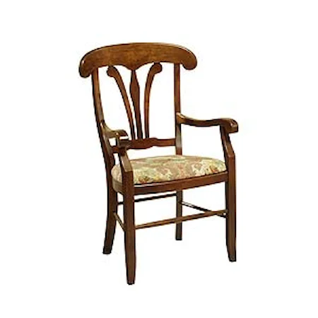 English Manor Arm Chair with Upholstered Seat