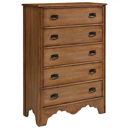 5 Drawer Mantel Chest with a Curvy Cut-Out Shape
