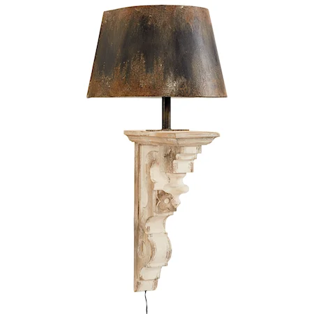 Wood Corbel Sconce with Metal Shade