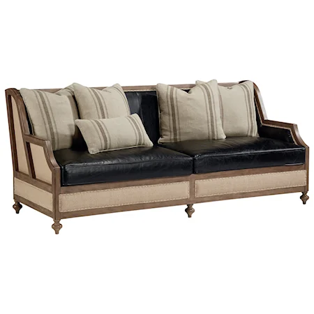 Foundation Sofa with Exposed Frame and Five Accent Pillows