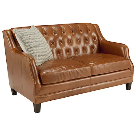 Leather Loveseat with Button Tufting