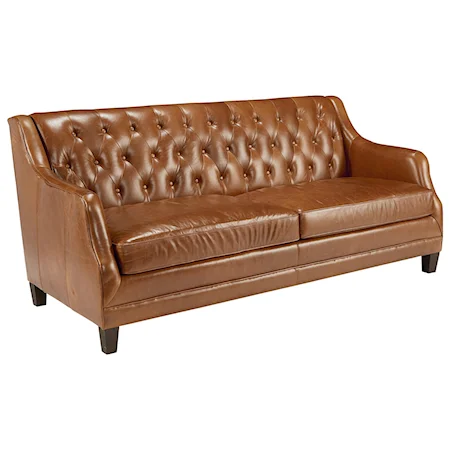 Leather Sofa with Deeply Pulled Diamond Tufting