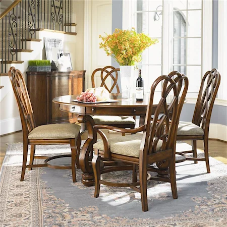 Five Piece Round Dining Table and Chair Set