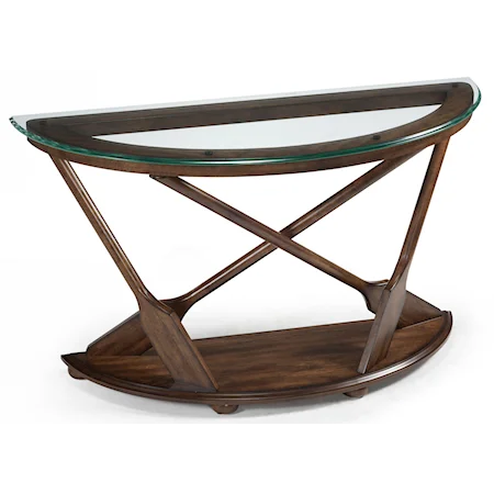 Demilune Sofa Table with Oar Motif Supports and Tempered Glass Top