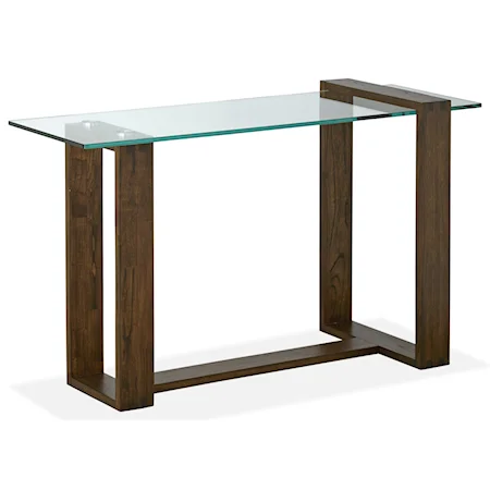 Contemporary Rectangular Sofa Table with Glass Top