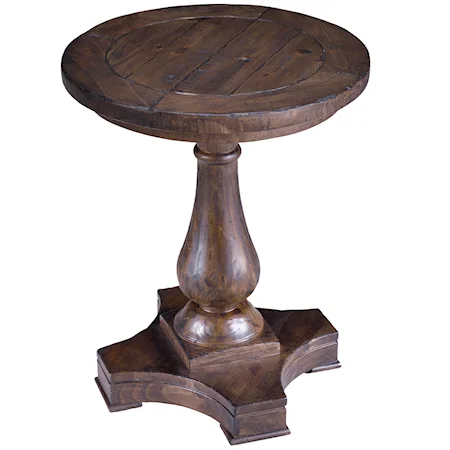 Round Column Pedestal Accent End Table
