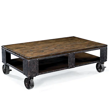 Rectangular Cocktail Table with Wheel Feet