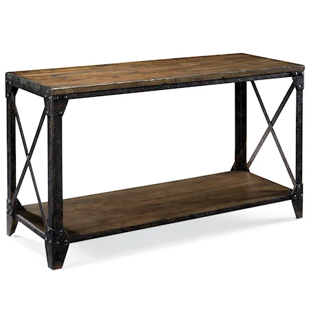 Rectangular Sofa Table with Rustic Iron Legs