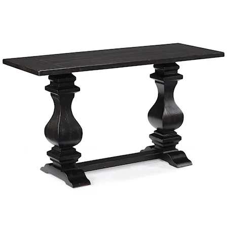 Rectangular Sofa Table with Double Pedestal Base