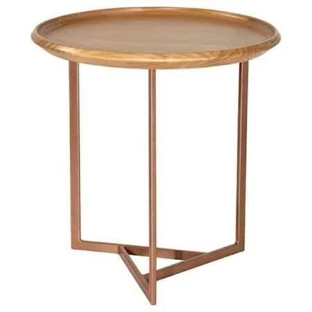 Contemporary End Table with Metal Base