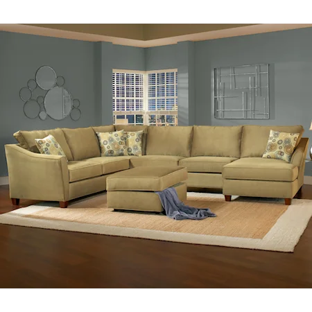 6 Seat Sectional with Right Facing Chaise & Center Sleeper