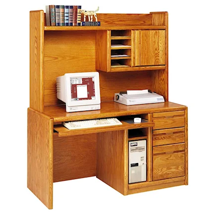 Single Pedestal Desk and Organizer Hutch