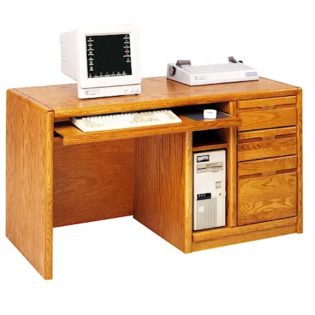 Single Pedestal Computer Desk with Extra-Wide Keyboard Pullout