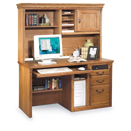 Single Pedestal Computer Desk and Hutch