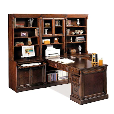 L-Shaped Office Wall Unit with Peninsula Desk