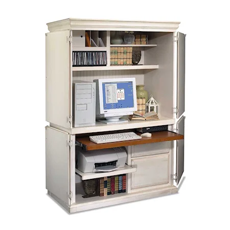 Computer Armoire with Extra-Wide Keyboard Pull-Out