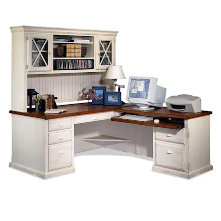 L-Shaped Executive Desk with Right Facing Return and Deluxe Hutch