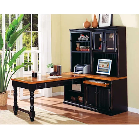 L-Shaped Office Wall Unit with Peninsula Desk