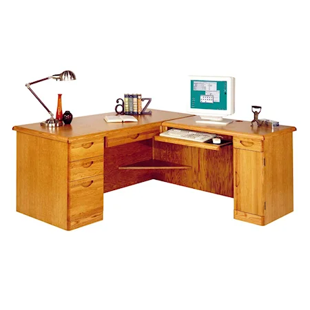 L-Shaped Desk with Right Facing Return with Keyboard Pullout Drawer