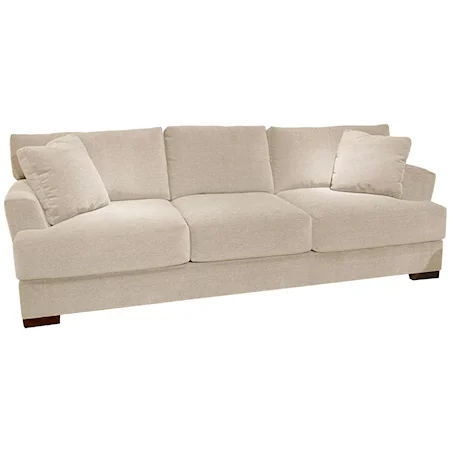 Casual Stationary Sofa with Exposed Wood Feet