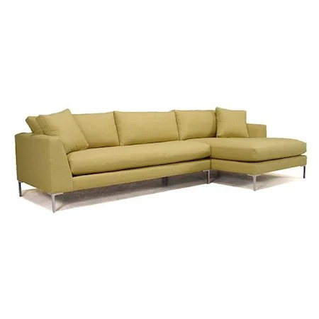 Contemporary Sectional Sofa with Metal Legs and Right-Arm-Facing Chaise