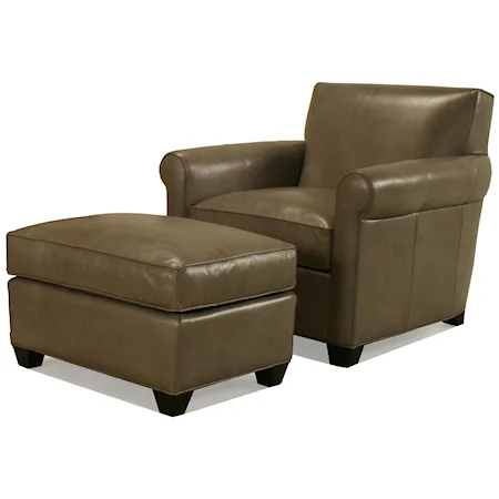 Transitional Upholstered Arm Chair and Ottoman
