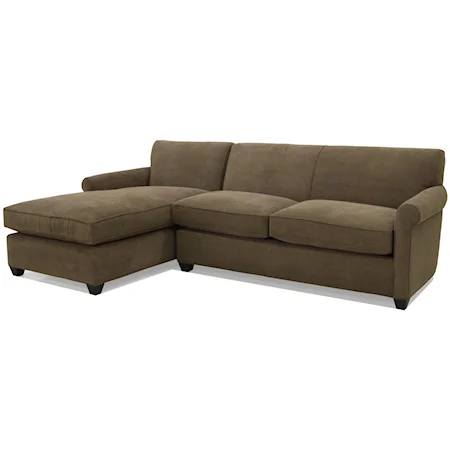 Transitional L-Shaped Full Sleeper Sectional with Left Chaise