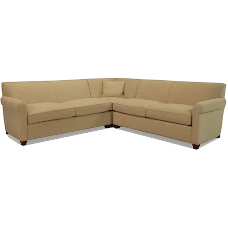 Transitional L-Shaped Sectional Sofa with Right Facing Full Sleeper
