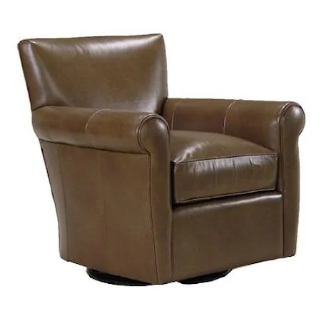 Contemporary 360 Degree Swivel Chair with Rolled Arms