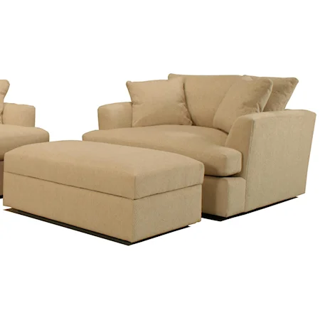Casual Contemporary Chair and a Half with Rectangular Storage Ottoman