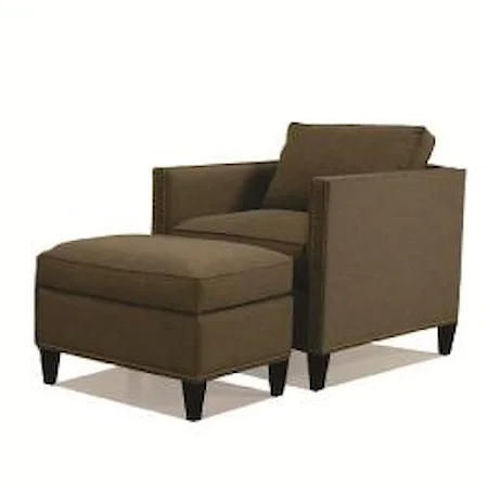 Upholstered Chair and Ottoman with Tapered Legs