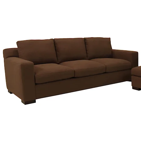 Contemporary Three Seat Sofa with Thick Track Arms