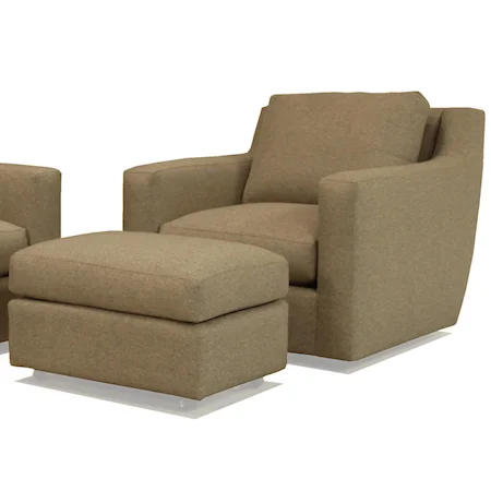 Contemporary Chair and Ottoman with Casters