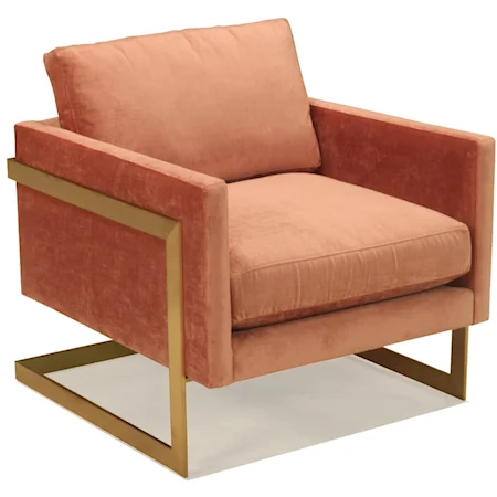 Upholstered Chair with Brushed Brass Base