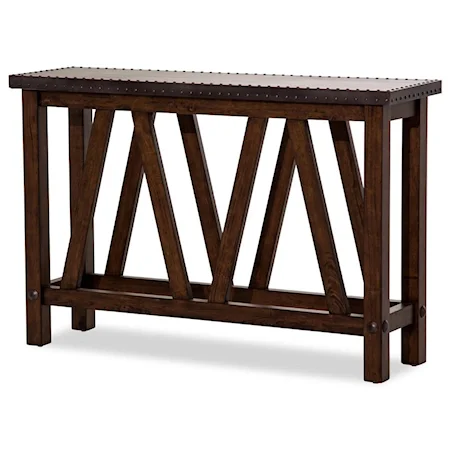 Industrial Console Table with Nailhead Accents