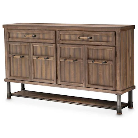 Rustic Sideboard with Pipe Accents