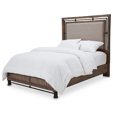 King Panel Bed with Upholstered Headboard