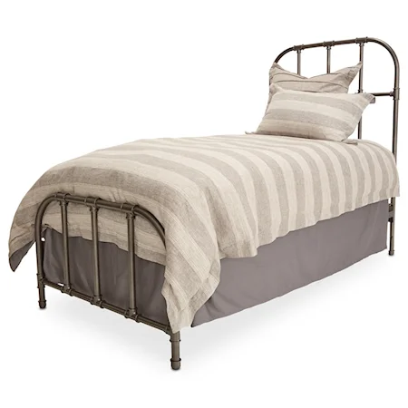 Twin Metal Bed with Pipe Style Frame