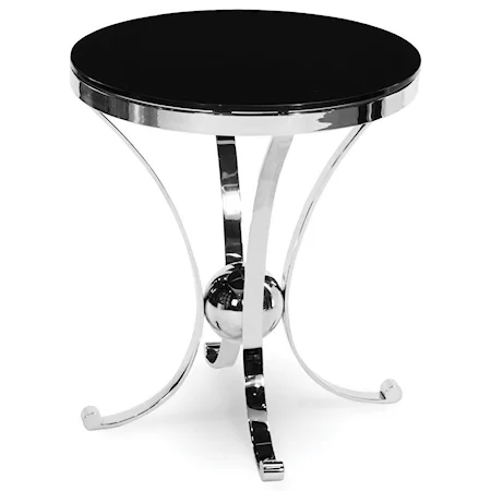 Stainless Steel & Black Accent Round Glass Table